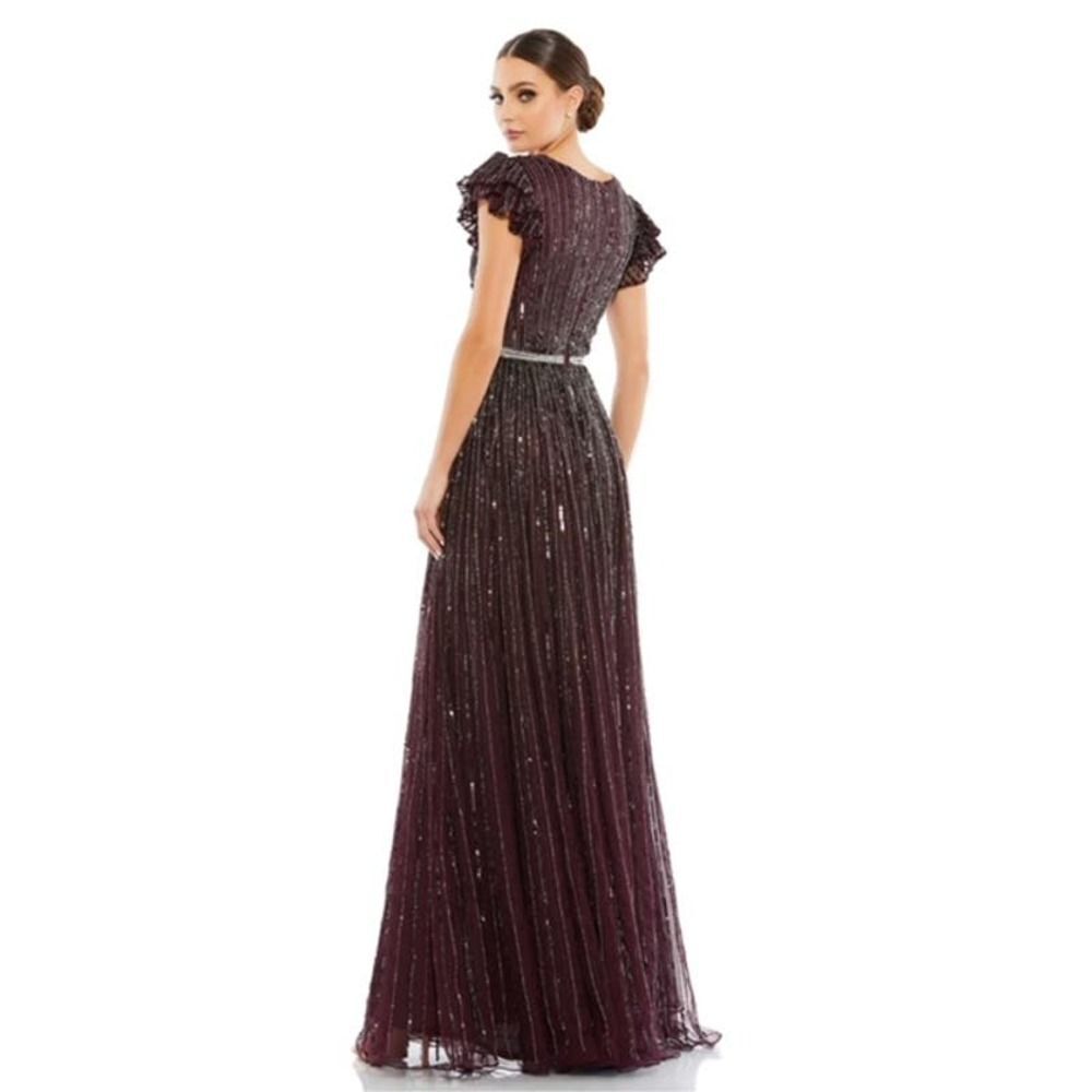 Mac Duggal Burgundy Sequin Gown - Picture 3 of 5